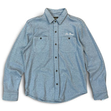 Load image into Gallery viewer, blue gray heathered button-up
