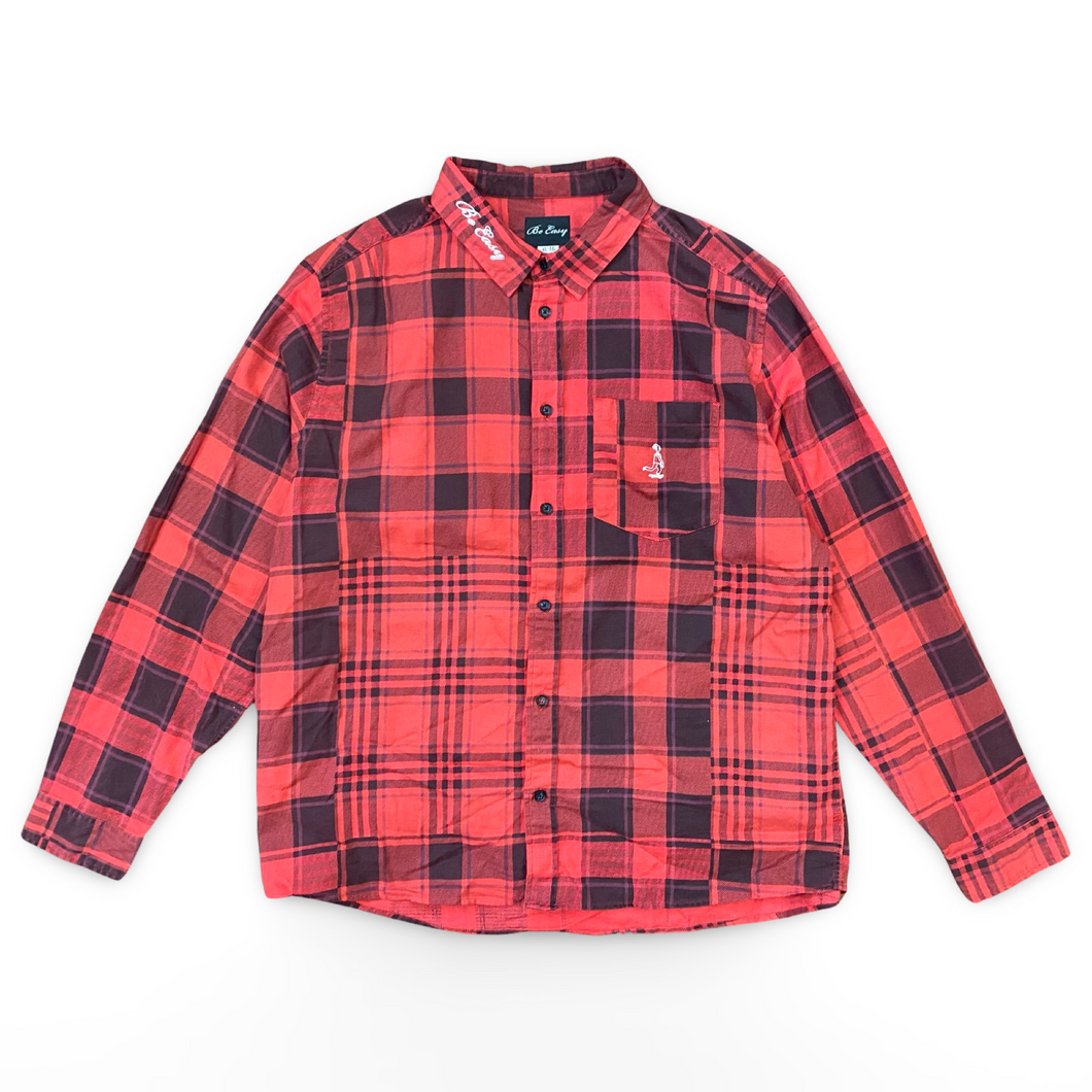 red embroidered flannel